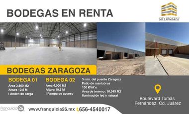 SE RENTAN BODEGAS Y NAVES INDUSTRIALES EN CIUDAD JUAREZ, DE 100 HASTA 20000 M2