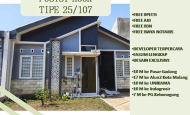 Rumah Dijual di Malang Tipe 25/107 Free Biaya2 Dekat Kampus