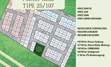 Rumah Dijual di Malang Tipe 25/107 Free Biaya2 Dekat Kampus