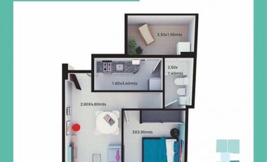 1 Dormitorio B con patio - Edificio Miraggio
