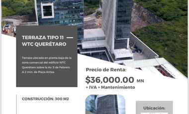 Local Comercial con Terraza 11 en Renta en WTC Juriquilla Querétaro