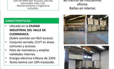 Nave Industrial en renta en Unidad Habitacional Sección Kovas, Jiutepec