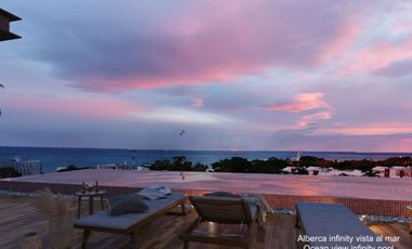 Alberca con vista al mar, departamento en pre-construccion en venta Cozumel.
