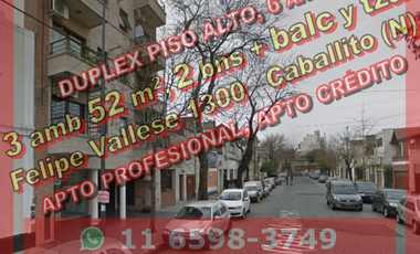 Departamento (Dúplex) en Venta en Caballito Norte 3 ambientes 52 m2 + balcón y terraza propia – Felipe Vallese 1300