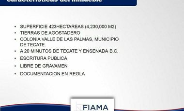VENDO HECTAREAS EN TECATE, B.C., MÉXICO.