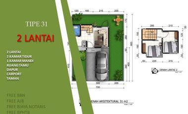 Tipe 31/63 2 Lantai Rumah 5 menit dari Kota Bisa KPR 2KT