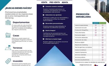 Proyecto único en PREVENTA Inicia en Zona Valle Poniente