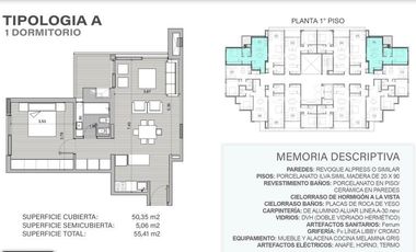 Departamento 2 Ambientes con Balcon y Parrilla