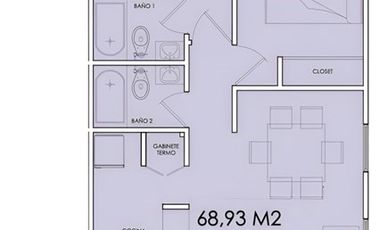 Departamento en venta de 2 dorm. en Caldera