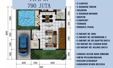 Rumah Villa Dijual Di Batu Malang Tipe 67 View Panderman