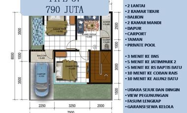 Rumah Villa Dijual Di Batu Malang Tipe 67 View Panderman