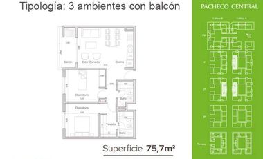 Departamento 2 amb. en Pacheco Central