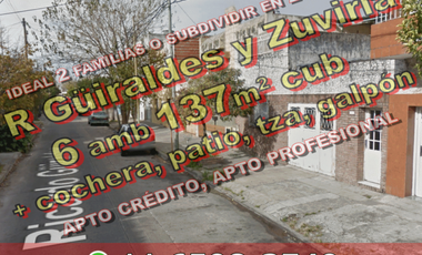 OPORTUNIDAD - Casa multifamiliar en Venta en Villa Lugano 6 ambientes 137 m2 + cochera, patio, terraza con parrilla - Ricardo Güiraldes 3000 casi esq 