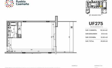 Departamento 1 o 2 amb a estrenar - Pueblo Camaño - Pilar - UF 275