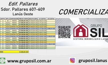 VENTA DEPARTAMENTO AL CONTRAFRENTE 40 M2 LANUS OESTE