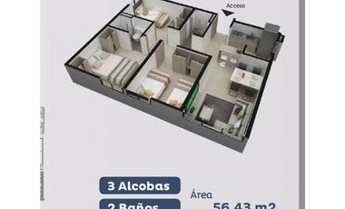 VENTA DE APARTAMENTO EN SAN PABLO EN BUCARAMANGA PARA ESTRENAR. Cod V8918