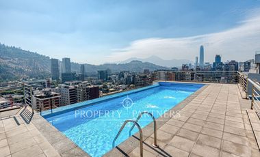 Departamento en venta, vista despejada al oriente a pasos de metro Manuel Montt.