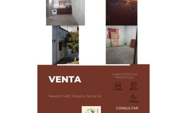Rosario: Newton 1492 casa de 2 plantas de 3 dormitorios y un estar a reciclar 89 m2 cubiertos, Santa Fe, Argentina