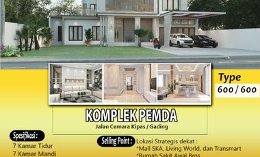 RUMAH TYPE 600 DI JUAL DI PEKANBARU DI LOKASI DI JL CEMARA KIPAS KOMP PEMDA