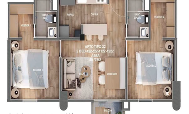 apartamento en arriendo en el salitre-teusaquillo. Cod A111711