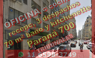 Oficina en Venta en Tribunales (San Nicolás) recepción 3 despachos baño kitchenette 70 m2 + cochera – Paraná 700