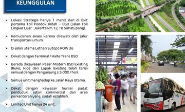 Ruko 3 lantai hook Pasar Modern Timur tahap 2 BSD City