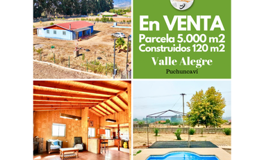 En VENTA Parcela 5.000 m2, Valle Alegre, Puchuncaví.