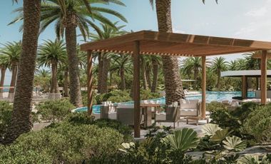 Condo con terraza que tiene vista al mar, cuatro recamaras, alberca, pre-venta,