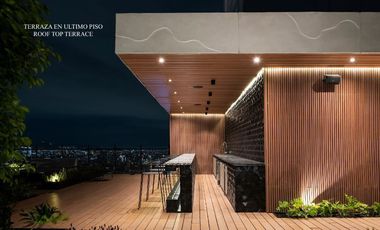Condominio con gran terraza de 93 m2 techo alto, con amenidades: cine, alberca c