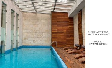 Condominio con gran terraza de 93 m2 techo alto, con amenidades: cine, alberca c