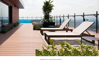 Condominio con gran terraza de 93 m2 techo alto, con amenidades: cine, alberca c