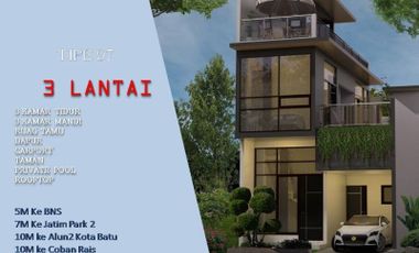 Rumah Villa Dijual Di Batu Malang Tipe 97 Pusat Kota Batu