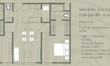 Departamento en Venta en Mérida, Veta, Temozón ( Mod. 2 Rec)