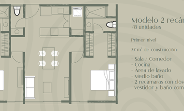 Departamento en Venta en Mérida, Veta, Temozón ( Mod. 2 Rec)