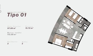Venta Departamento 114 m² Torre Ohrus, Santa Maria, Monterrey