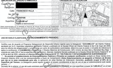 Terreno en Tepepan , uso de suelo habitacional y comercial