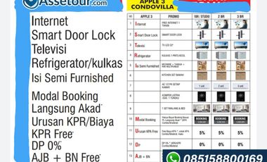 Tanpa DP, hanya 5Jutaan, Langsung KPR dgn Cicilan 6jutaan, Apple 3 Condovilla, Jakarta Selatan