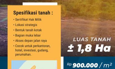 Tanah Dijual Tanjung Enim, Muara Enim Sekitar 1,8 Hektar Tepi Jalan Raya