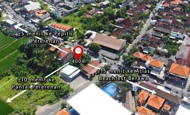 Tanah 400m2 Lokasi Strategis Jalan Utama Raya Canggu