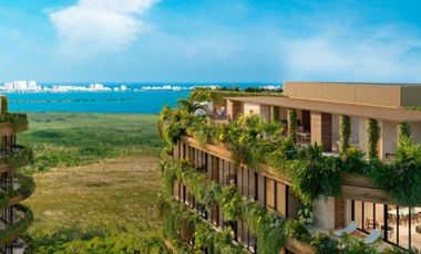 Condominio de lujo con terraza, bar, petfriendly, alberca en venta Cancún.