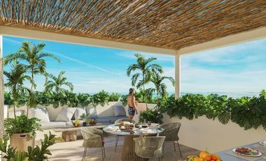 Apartamento con alberca frente al mar, gimnasio, Bar y terraza, venta Yucatan.