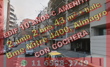 NUEVO PRECIO - Departamento en Venta en Almagro 2 ambientes 2 baños 43 m2 + balcón y cochera edificio con amenities – Bartolomé Mitre 4400