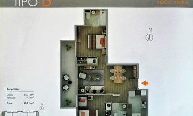 EXCELENTE DEPARTAMENTO 2 DORMOTORIOS  CERCANO METRO - SAN MIGUEL