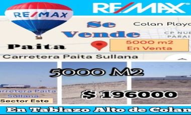 5000 m2 de Terreno Industrial En Venta ubicado al filo de la Carretera Sullana Paita / conocida también como La  Av. D / cerca a la señalización P102
