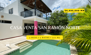 CASA EN VENTA SAN RAMÓN NORTE MÉRIDA, EXCELENTE UBICACIÓN, 3 HABITS Y ALBERCA.