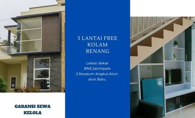 3 Lantai Rumah Batu Tipe 75 View Gunung Arjuna