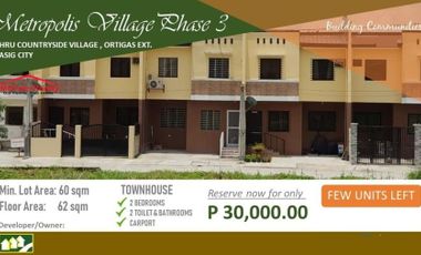 Ready for Occupancy 3 Bedroom Townhouse for Sale in Pasig City Metropolis Village 3