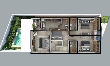 Casa en condominio en conkal con alberca y 3 recamaras