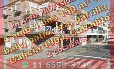 Departamento Triplex en Venta en Caballito, 4 ambientes 4 baños 150 m2 + balcón, patio, terraza, parrilla, 2 cocheras – Galicia 1900
