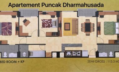 Termurah Apartemen Puncak Dharmahusada 4BR Dekat Galaxy Mall